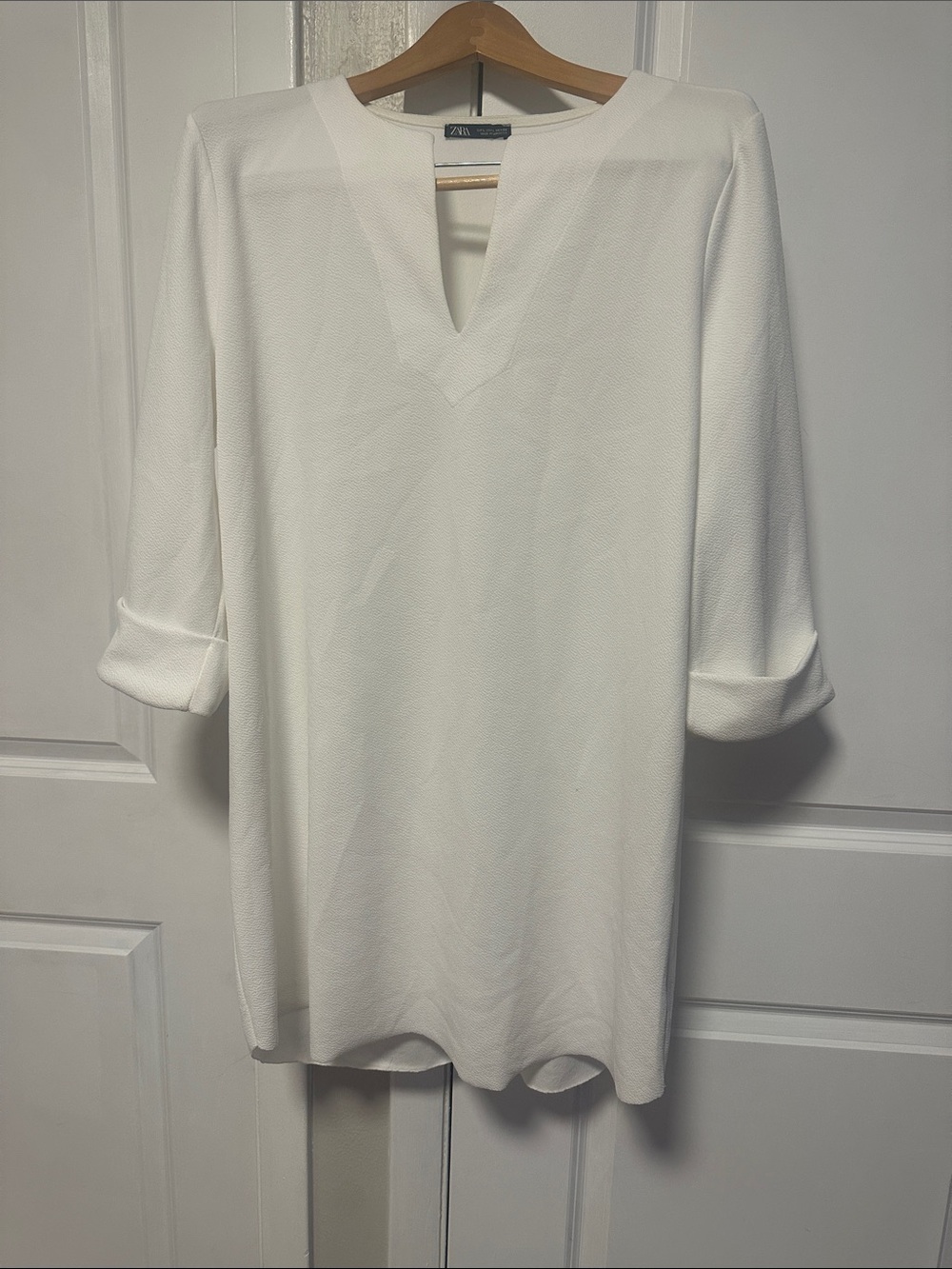 Zara White V-Neck Tunic Top Dress